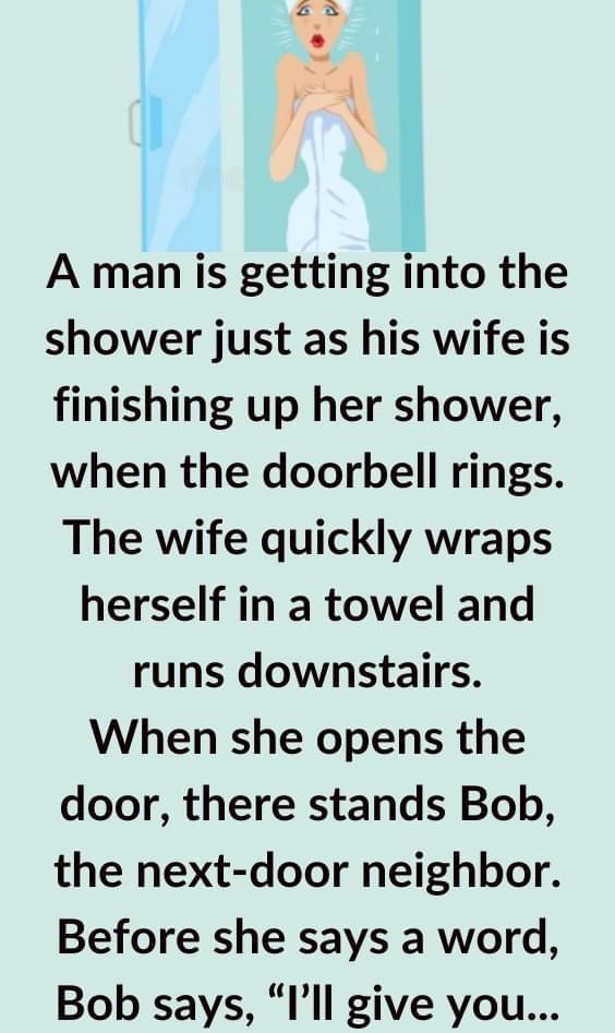 A man is getting into the shower just as his wife is finishing up her shower